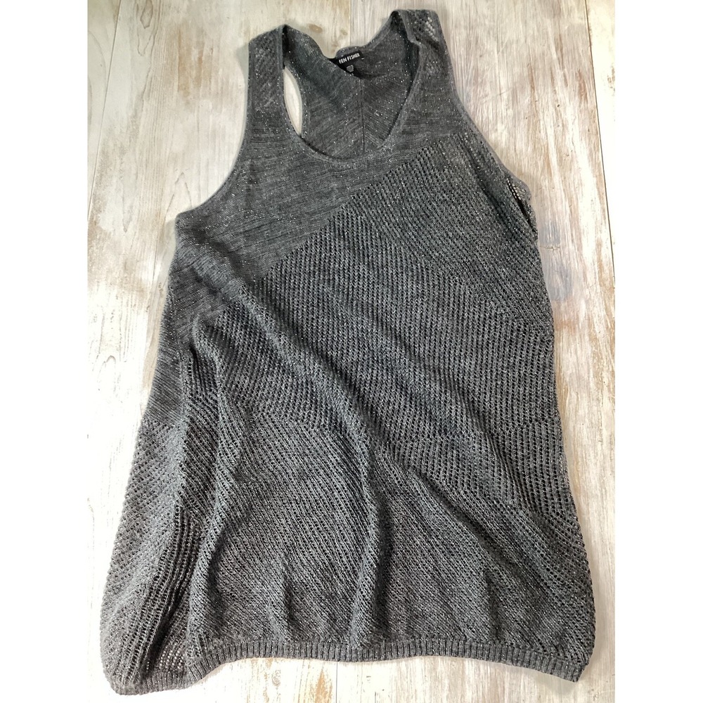 Eileen Fisher Knit Tank Gray‎ Metallic Scoop Neck Women's Large